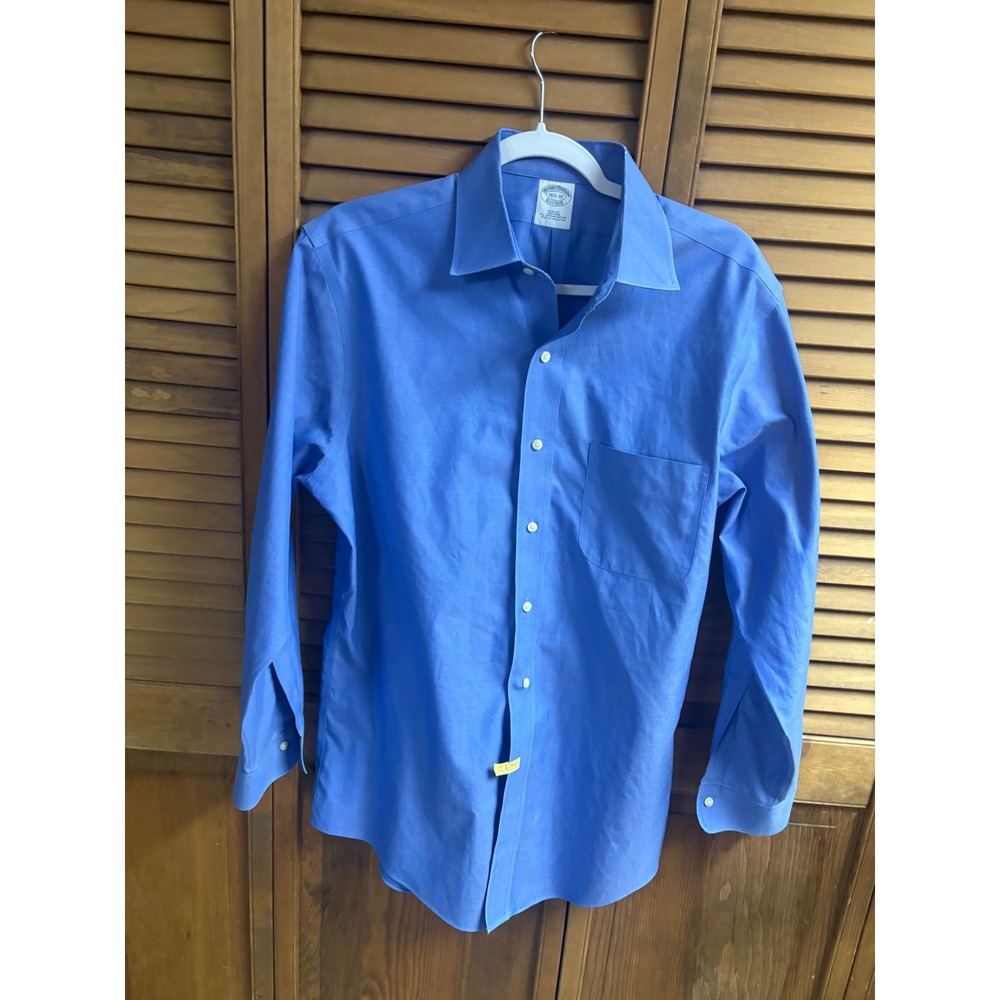 Brooks Brothers Mens Slim Fit Non-Iron Supima Cotton Dress Shirt Blue 15.5-32